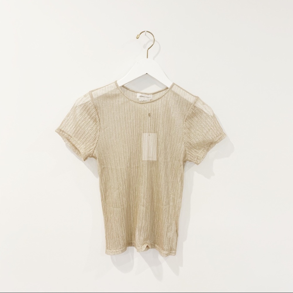 LOVERS + FRIENDS SURREY SHEER LUREX NUDE TOP - Picture 3 of 4